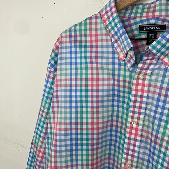 Lands End Men’s Plaid Collared Front Button Closure Long Sleeve Shirt size XXL - Picture 11 of 12